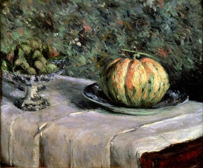 Melón y frutero con higos, 1880-82 de Gustave Caillebotte